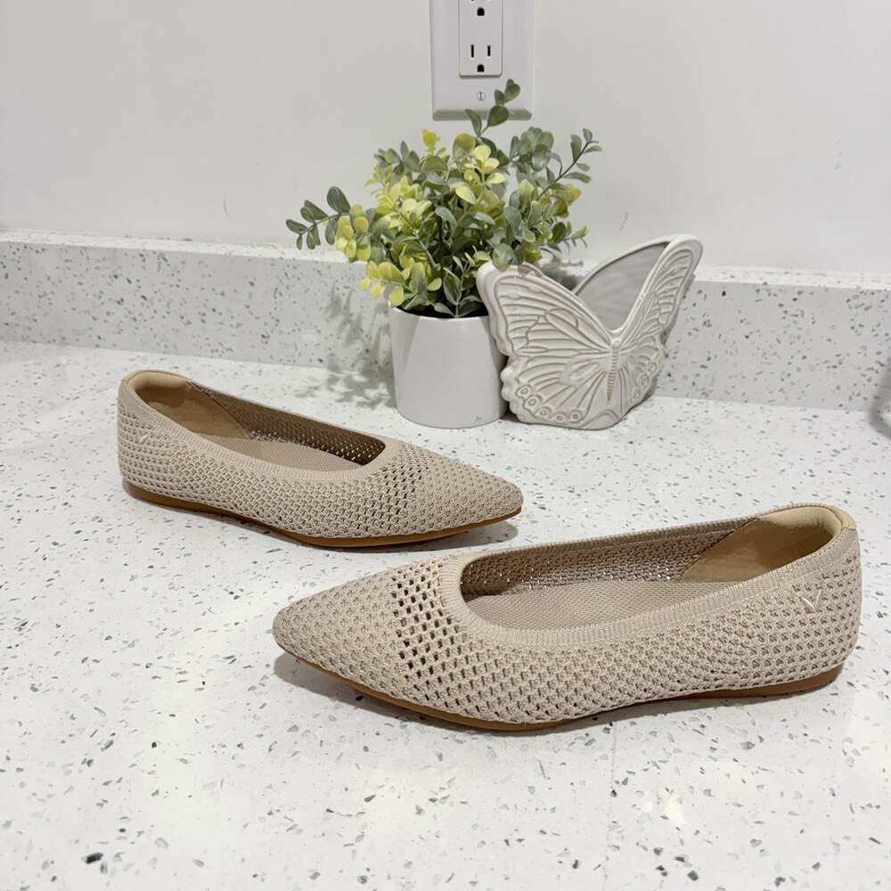 VIVAIA Margot Cream Mesh Ballet Flats Size 39